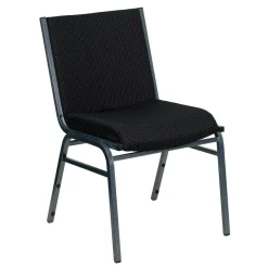 Flash Furniture HERCULES Series Heavy Duty, 3'' Thickly Padded, Black Patterned Upholstered Stack Chair with Ganging Bracket