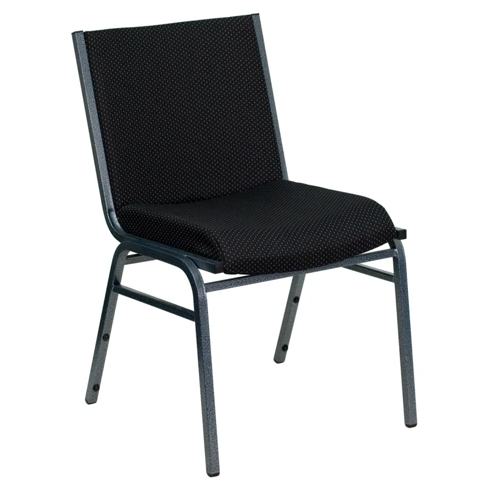 Flash Furniture HERCULES Series Heavy Duty, 3'' Thickly Padded, Black Patterned Upholstered Stack Chair with Ganging Bracket