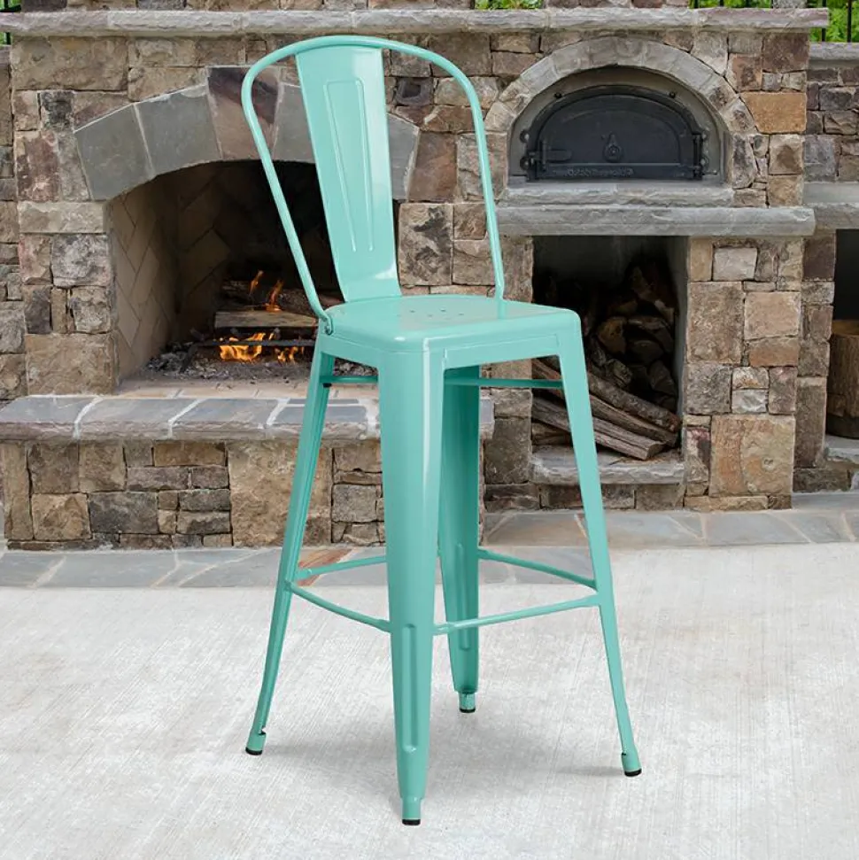 Flash Furniture 30'' High Indoor-Outdoor Barstool with Back