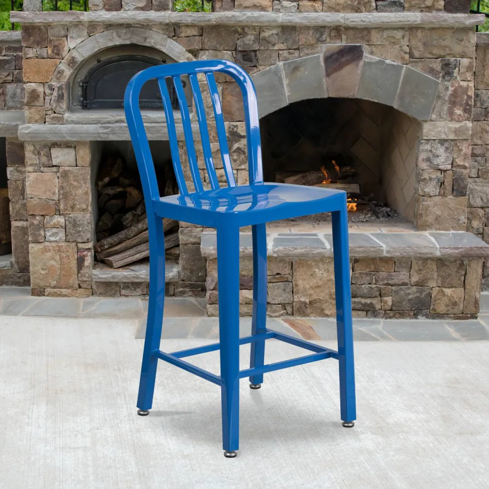 Flash Furniture 24'' High Indoor-Outdoor Counter Height Stool with Vertical Slat Back