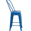 Flash Furniture 24'' High Metal Indoor-Outdoor Counter Height Stool with Back