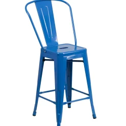 Flash Furniture 24'' High Metal Indoor-Outdoor Counter Height Stool with Back