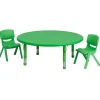 Flash Furniture 45'' Round Adjustable Green Plastic Activity Table Set with 2 School Stack Chairs