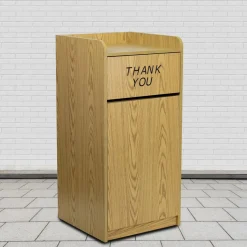 Flash Furniture Wood Tray Top 36 Gallon Trash Can