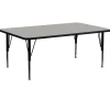 Flash Furniture 30''W x 72''L Rectangular Activity Table with 1.25'' Thick High Pressure Grey Laminate Top and Height Adjustable Preschool Legs