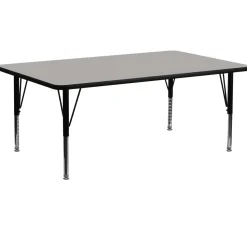 Flash Furniture 30''W x 72''L Rectangular Activity Table with 1.25'' Thick High Pressure Grey Laminate Top and Height Adjustable Preschool Legs