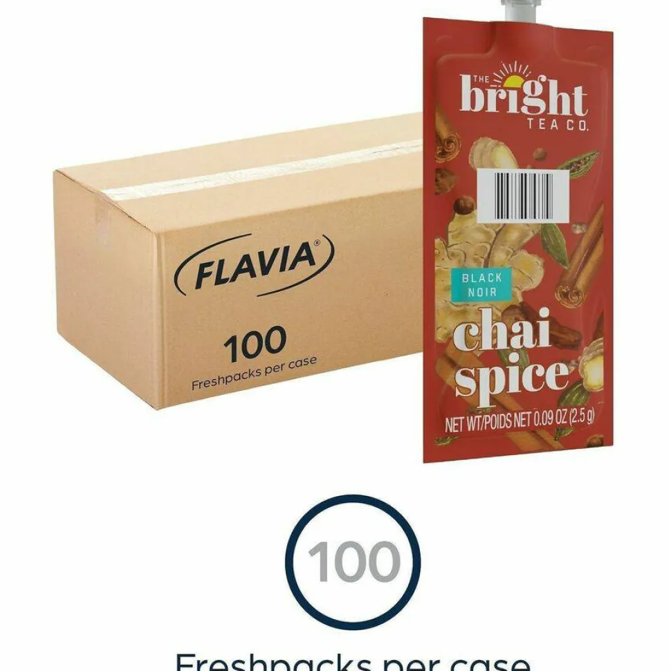 FLAVIA The Bright Tea Co. Chai Spice Black Tea Freshpack, 100/Carton