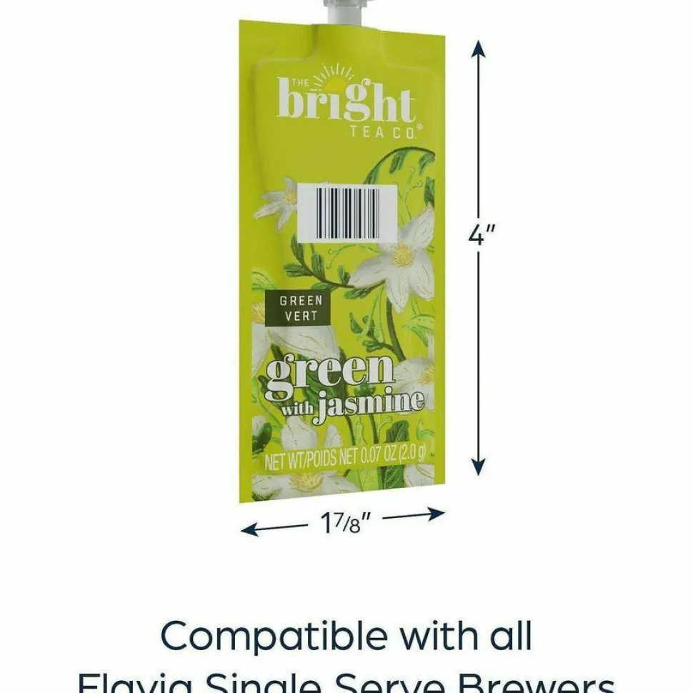 FLAVIA The Bright Tea Co. Green with Jasmine Tea Freshpack, 40/Carton