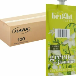 FLAVIA The Bright Tea Co. Green with Jasmine Tea Freshpack, 100/Carton