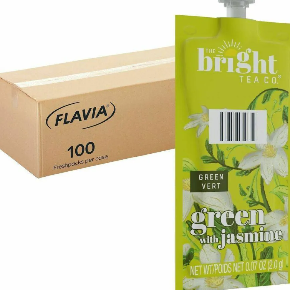 FLAVIA The Bright Tea Co. Green with Jasmine Tea Freshpack, 100/Carton
