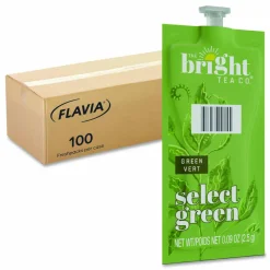 FLAVIA The Bright Tea Co. Select Green Tea Freshpack, 100/Carton