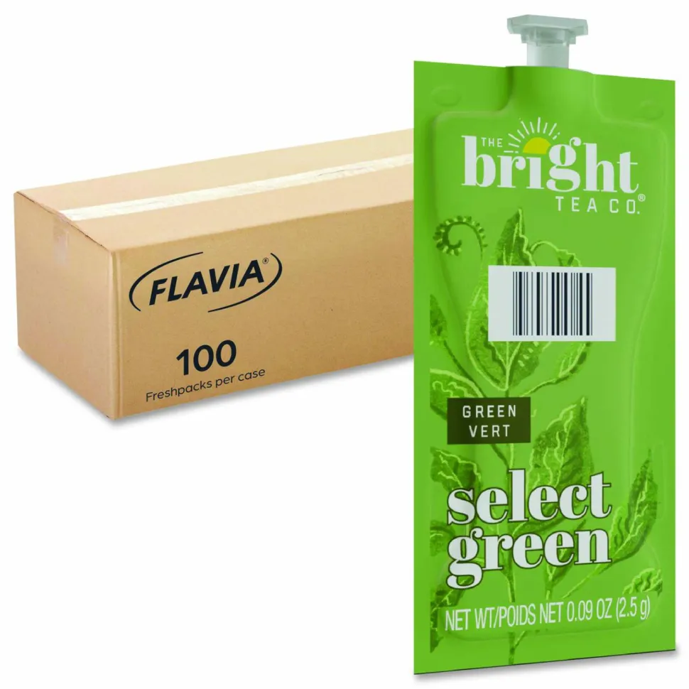 FLAVIA The Bright Tea Co. Select Green Tea Freshpack, 100/Carton