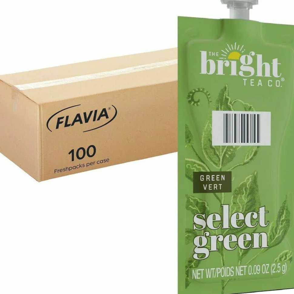 FLAVIA The Bright Tea Co. Select Green Tea Freshpack, 100/Carton