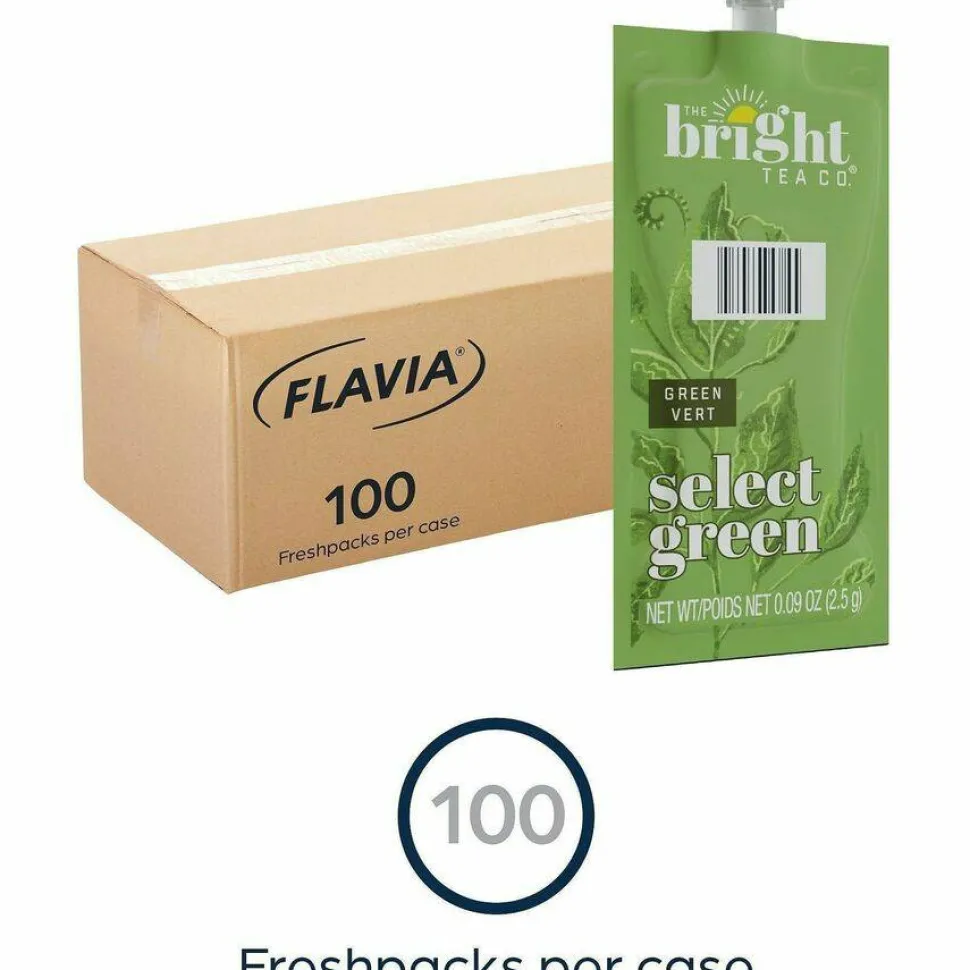 FLAVIA The Bright Tea Co. Select Green Tea Freshpack, 100/Carton