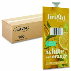 FLAVIA The Bright Tea Co. White with Orange Tea Freshpack, 100/Carton
