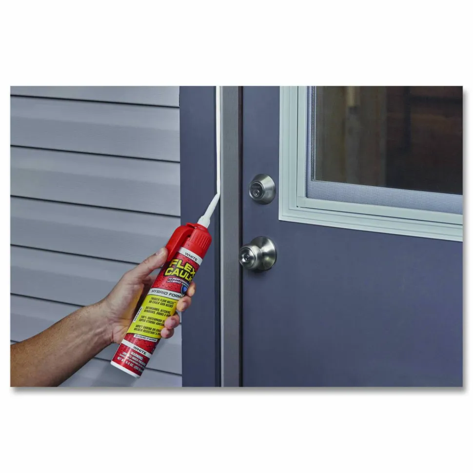 Flex Seal Products Flex Caulk Hi-Performance Hybrid Caulk, 9 oz Aerosol Can, Dries White, 4/Carton