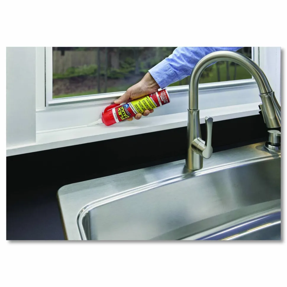 Flex Seal Products Flex Caulk Hi-Performance Hybrid Caulk, 9 oz Aerosol Can, Dries White, 4/Carton