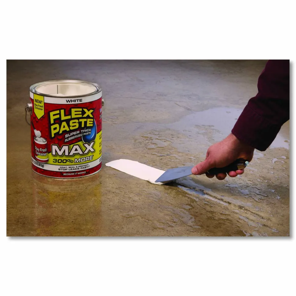 Flex Seal Products Flex Paste Super Thick Rubberized Paste Max, 12 lb Can, Dries White, 2/Carton