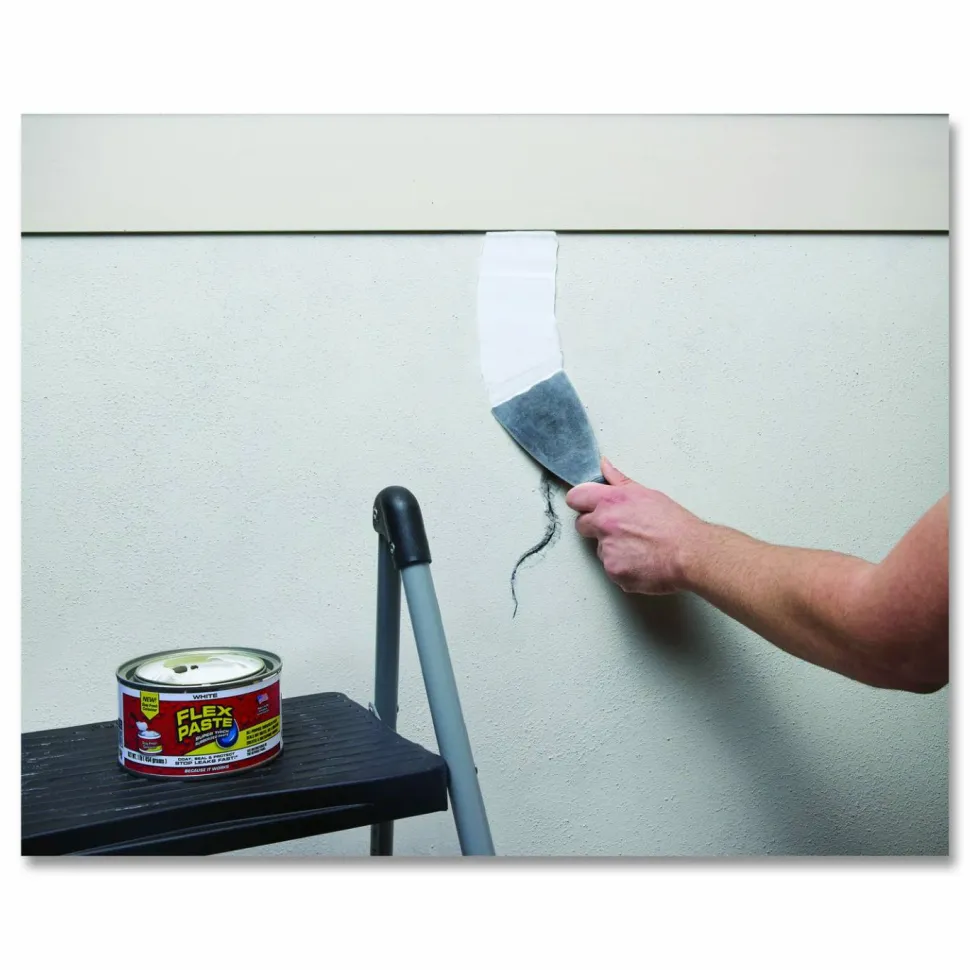 Flex Seal Products Flex Paste Super Thick Rubberized Paste, 1 lb Can, Dries White, 4/Carton