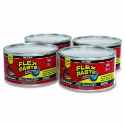 Flex Seal Products Flex Paste Super Thick Rubberized Paste, 1 lb Can, Dries Black, 4/Carton