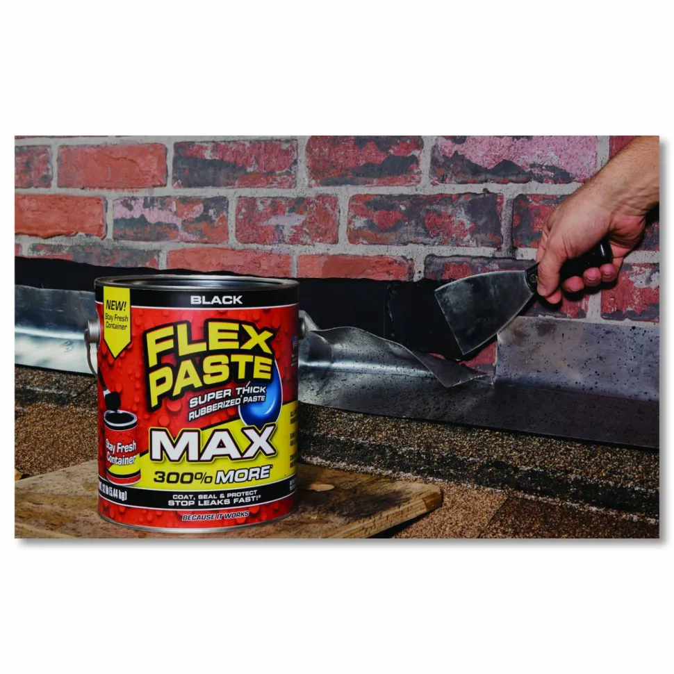 Flex Seal Products Flex Paste Super Thick Rubberized Paste Max, 12 lb Can, Dries Black, 2/Carton