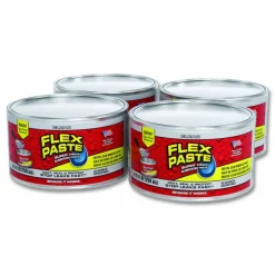 Flex Seal Products Flex Paste Super Thick Rubberized Paste, 1 lb Can, Dries Clear, 4/Carton