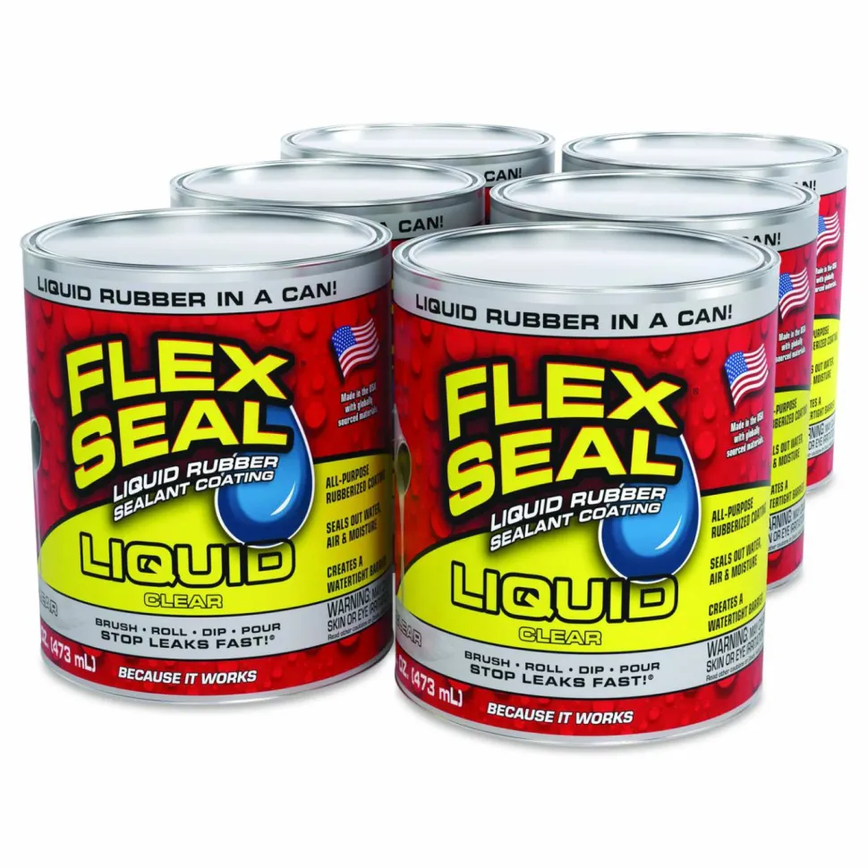 Flex Seal Products Flex Seal Liquid Rubber Sealant Coating Liquid, 16 oz Can, Dries Clear, 6/Carton