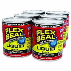 Flex Seal Products Flex Seal Liquid Rubber Sealant Coating Liquid, 16 oz Can, Dries Black, 6/Carton