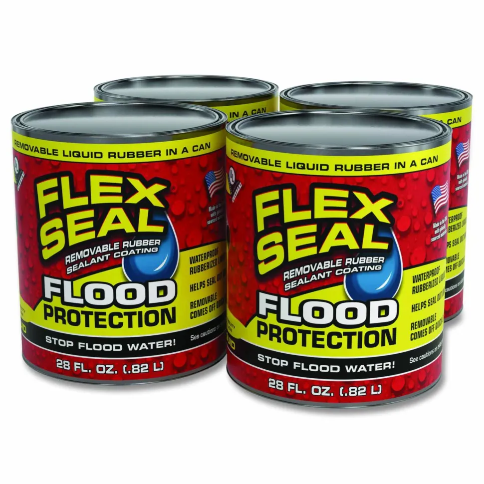 Flex Seal Products Flex Seal Liquid Flood Protection, 28 oz Can, Dries Yellow, 4/Carton