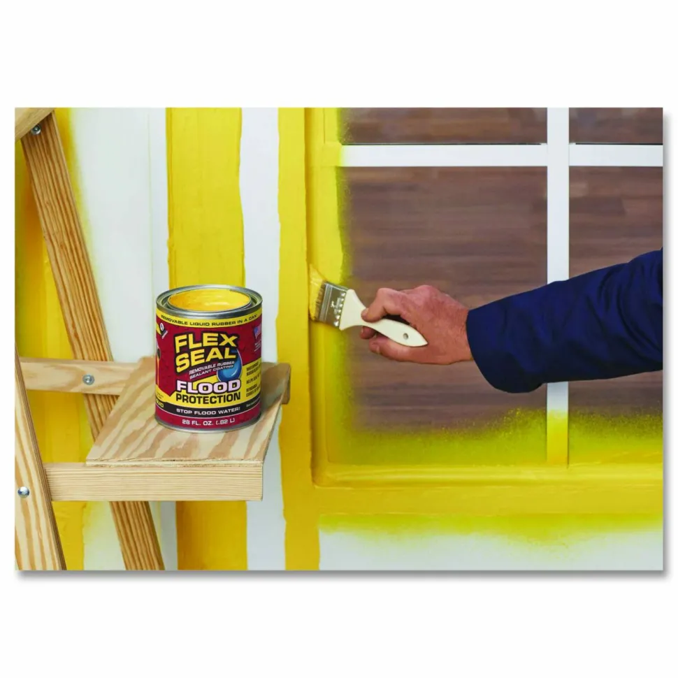 Flex Seal Products Flex Seal Liquid Flood Protection, 28 oz Can, Dries Yellow, 4/Carton