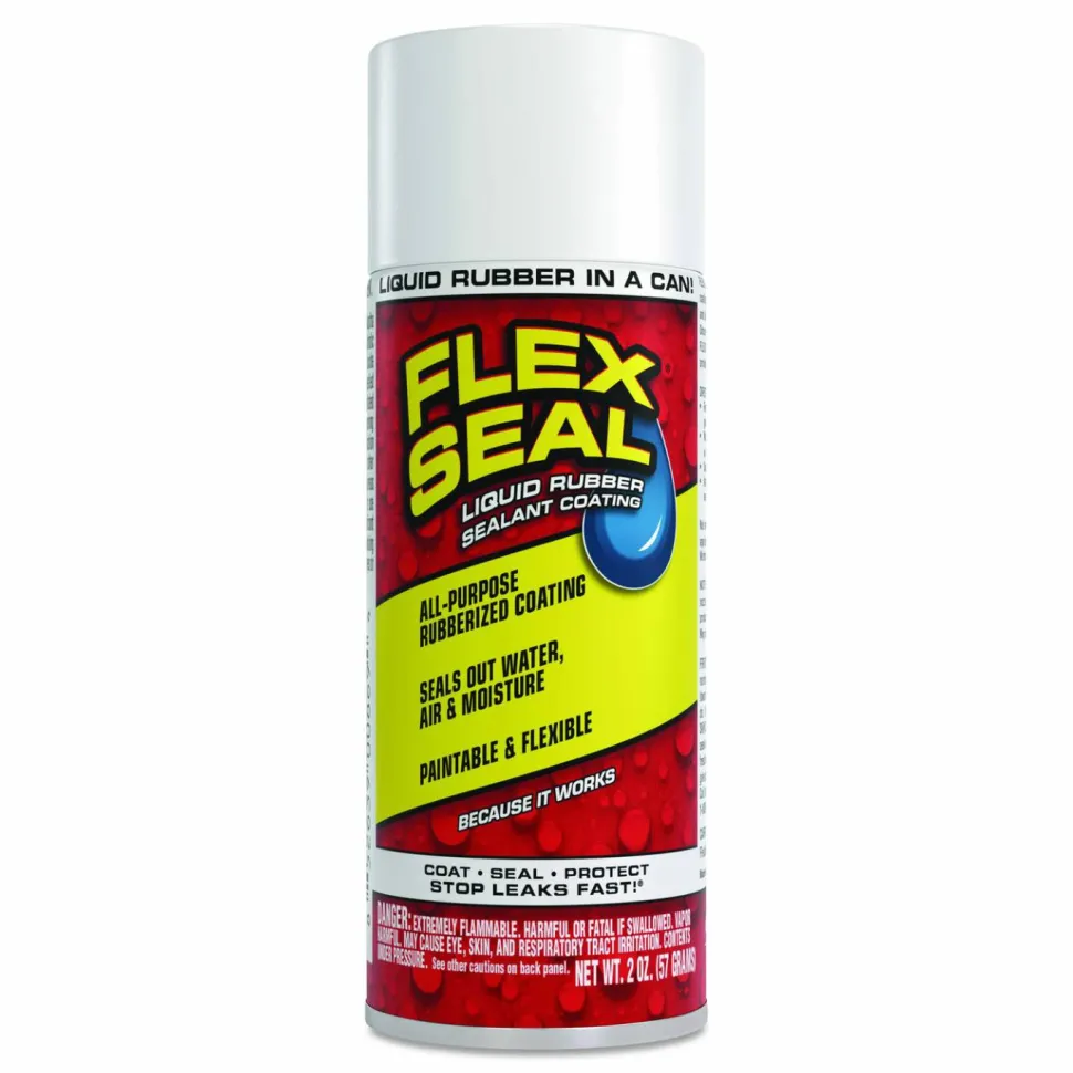 Flex Seal Products Flex Seal Liquid Rubber Sealant Coating Aerosol, 2 oz Aerosol Can, Dries White, 12/Carton