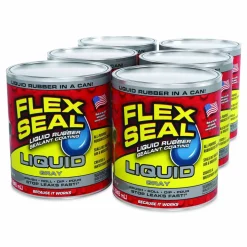 Flex Seal Products Flex Seal Liquid Rubber Sealant Coating Liquid, 32 oz Can, Dries Gray, 6/Carton