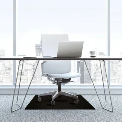 Floortex Advantagemat Black Vinyl Rectangular Chair Mat for Carpets - 48