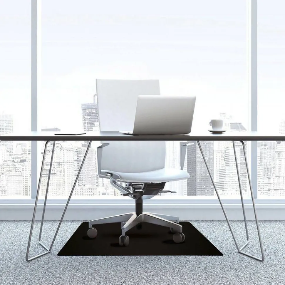 Floortex Advantagemat Black Vinyl Rectangular Chair Mat for Carpets - 48" x 60"