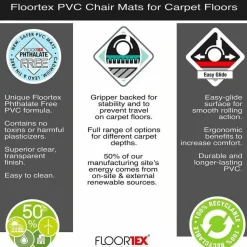 Floortex Advantagemat Black Vinyl Rectangular Chair Mat for Carpets - 48