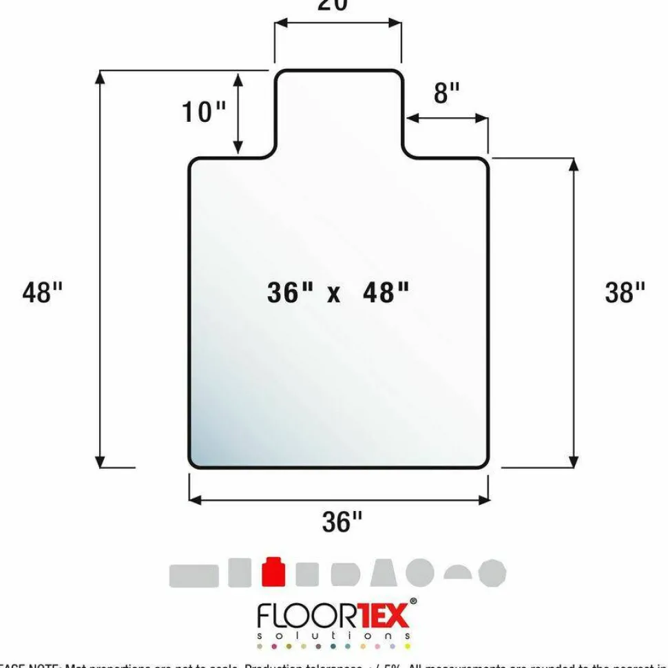 Floortex Advantagemat Black Vinyl Lipped Chair Mat for Hard Floor - 36" x 48"