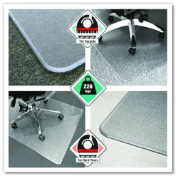 Floortex Cleartex MegaMat Heavy-Duty Polycarbonate Mats for Flat to Plush Pile Carpeted and Hard Floors, Rectangular, 46