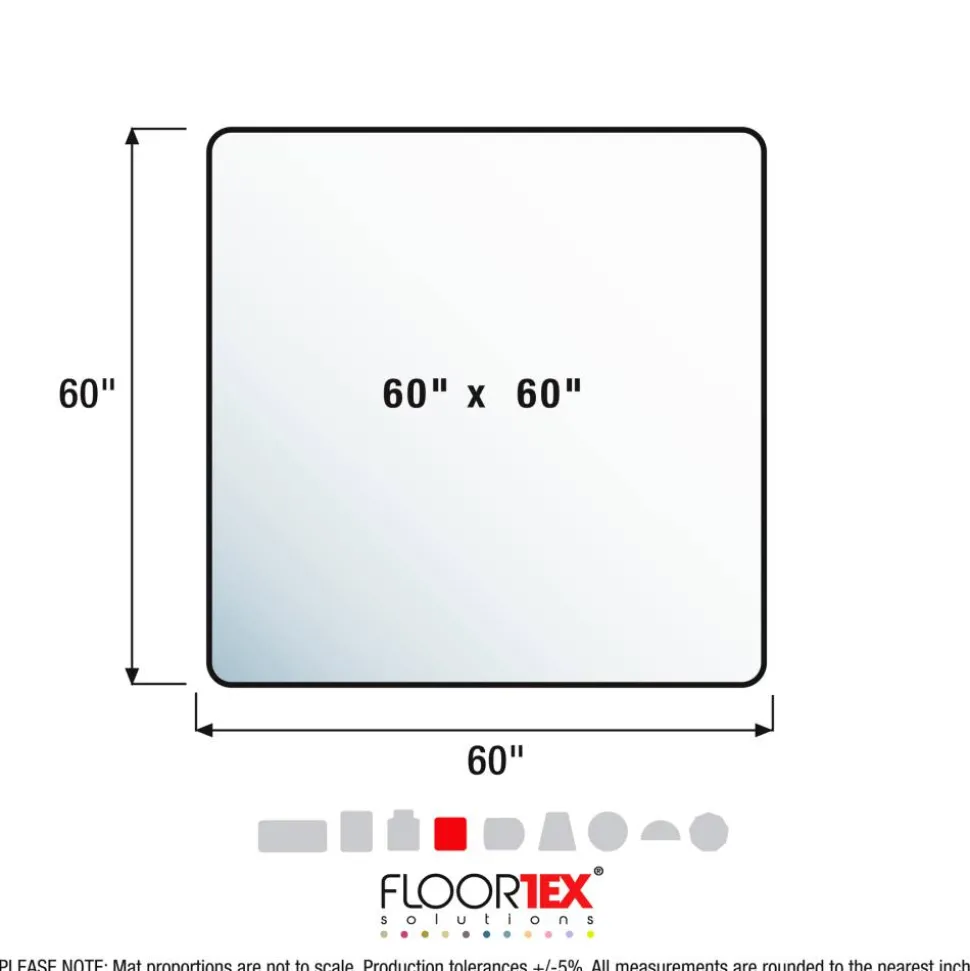 Floortex Cleartex Ultimat Polycarbonate Square Chair Mat for Carpets - 60" x 60"