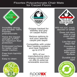 Floortex Cleartex Ultimat Polycarbonate Lipped Chair Mat for Carpets up to 1/2" - 48"