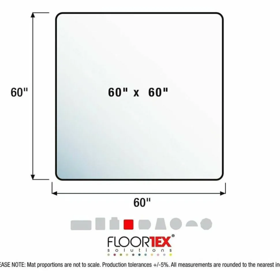 Floortex Cleartex Ultimat XXL Polycarbonate Square Chair Mat for Hard Floors - 60" x 60"