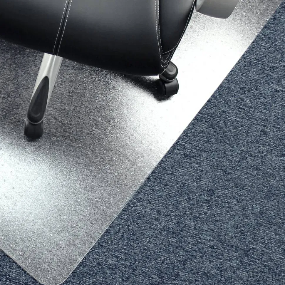 Floortex Computex Anti-Static Vinyl Rectangular Chair Mat for Carpets up to 3/8", 48" x 60", Clear