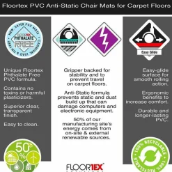 Floortex Computex Anti-Static Vinyl Rectangular Chair Mat for Carpets up to 3/8