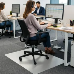 Floortex Computex Anti-Static Vinyl Rectangular Chair Mat for Carpets up to 3/8