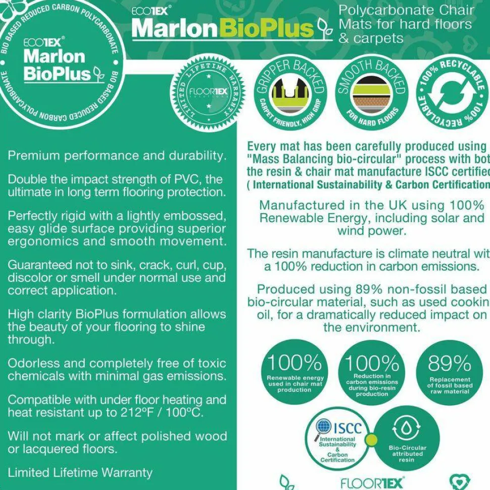 Floortex Ecotex Marlon BioPlus Chair Mat for Hard Floors
