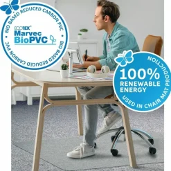 Floortex Ecotex Marvec BioPVC Chairmat - Carpet - 48" Length x 36" Width - Polyvinyl Chloride (PVC) - Clear - 1Each
