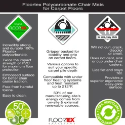 Floortex Polycarbonate Rectangular Chair Mat for Carpets up to 1/2