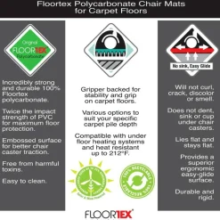 Floortex Polycarbonate Rectangular Chair Mat for Carpets up to 1/2