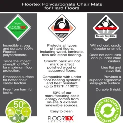 Floortex XXL Polycarbonate Rectangular Chair Mat for Hard Floors - 60