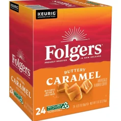 Folgers Buttery Caramel Keurig Single Serve K-Cup Pods, 24 Pods Per Pack, Case Of 4 Packs