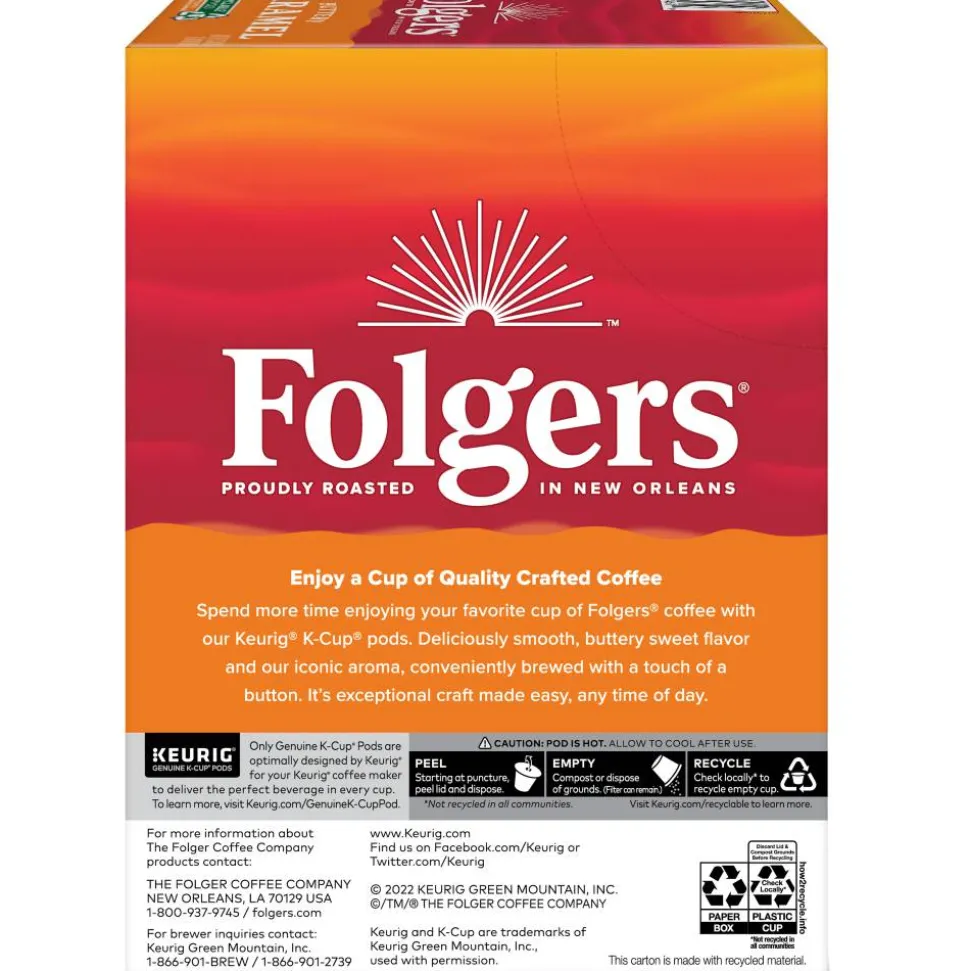 Folgers Buttery Caramel Keurig Single Serve K-Cup Pods, 24 Pods Per Pack, Case Of 4 Packs